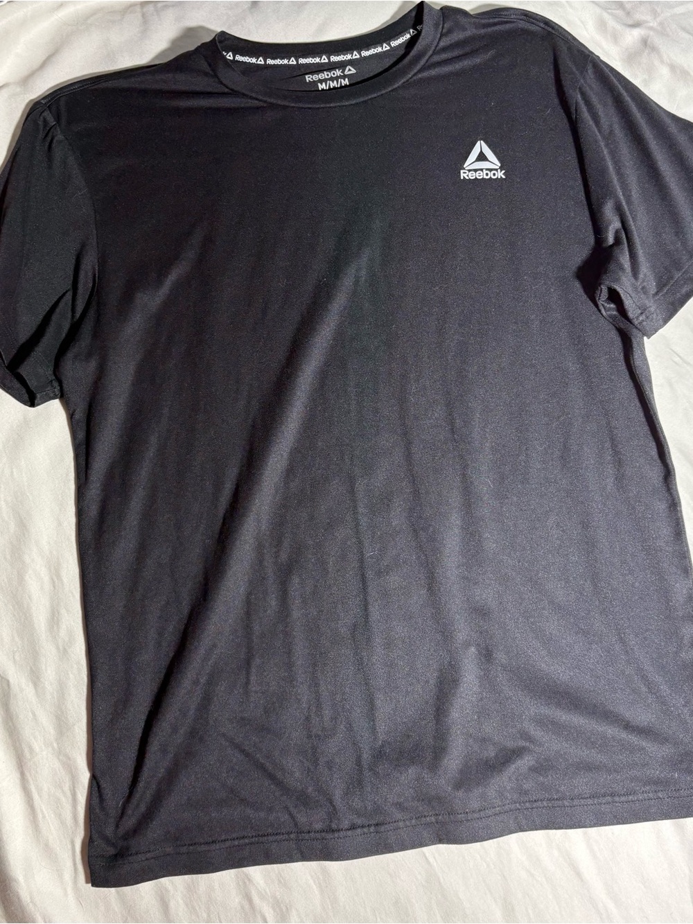 Reebok Black Short-Sleeve Performance Tee with White Logo